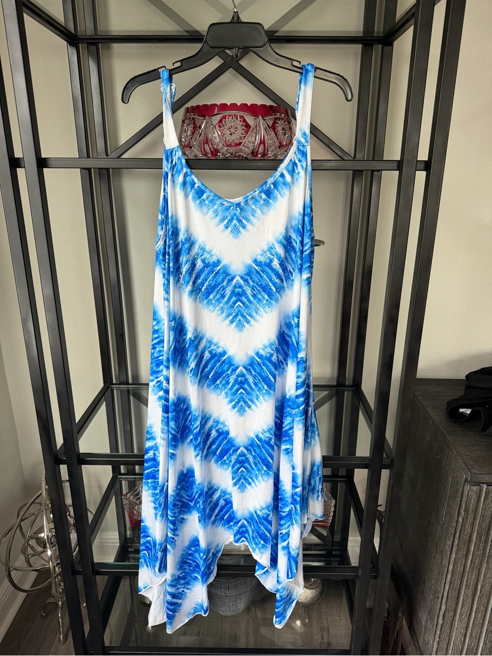 Blue Tie-Dye Slip Dress - Lightweight Summer Dress